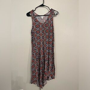 STYLUS Asymmetrical Dress | Medium Tall | Navy, Salmon & White